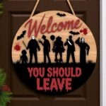 Halloween Wooden Welcome Sign Door Hanger
