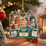 Travel Lover Christmas Ornament 2026, Acrylic Holiday Keepsake, Christmas Tree Decoration