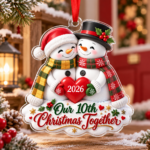 Our 10th Christmas Together 2026, Cute Snowman Couple Ornament - Image 2