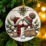Personalized Snowman Couple Christmas Ornament, Romantic Holiday Decor, Winter Keepsake Gift for Couples - Image 2