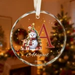 Custom Monogram Name Glass Ornament, Christmas Keepsake Gift 2026 - Image 2
