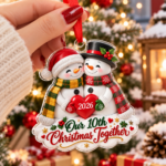 Our 10th Christmas Together 2026, Cute Snowman Couple Ornament - Image 3