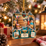 Travel Lover Christmas Ornament 2026, Acrylic Holiday Keepsake, Christmas Tree Decoration - Image 3