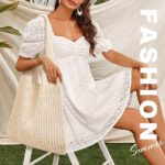 Women's Crochet Beach Tote Bag - Aesthetic Hand-Knit Shoulder Bag, Summer Bohemian Hippie Style Casual Purse, Large Woven Straw Knit Bag for Vacation - Image 4
