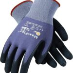 MaxiFlex 34-874 Ultimate Work Gloves - Breathable Nitrile Palm Coated Mechanics Gloves, Durable Non-Slip Safety Grip Gloves for Mechanics Construction Warehouse, Lightweight Foam Nitrile Work Gloves Black