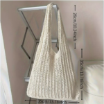 Women's Crochet Beach Tote Bag - Aesthetic Hand-Knit Shoulder Bag, Summer Bohemian Hippie Style Casual Purse, Large Woven Straw Knit Bag for Vacation - Image 5