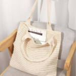 Women's Crochet Beach Tote Bag - Aesthetic Hand-Knit Shoulder Bag, Summer Bohemian Hippie Style Casual Purse, Large Woven Straw Knit Bag for Vacation