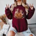 Vintage 90s Cat Halloween Sweatshirt, Retro Halloween Shirt, Spooky Season Tee, Pumpkin Shirt, Cat Lover Sweatshirt - Image 2