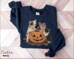 Vintage 90s Cat Halloween Sweatshirt, Retro Halloween Shirt, Spooky Season Tee, Pumpkin Shirt, Cat Lover Sweatshirt - Image 3