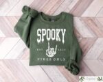 Retro Comfort Halloween Sweatshirt, Spooky Vibes Halloween Hoodie, Skeleton Hand Halloween Sweatshirt - Image 2