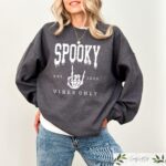 Retro Comfort Halloween Sweatshirt, Spooky Vibes Halloween Hoodie, Skeleton Hand Halloween Sweatshirt