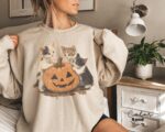 Vintage 90s Cat Halloween Sweatshirt, Retro Halloween Shirt, Spooky Season Tee, Pumpkin Shirt, Cat Lover Sweatshirt - Image 6