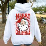 Vintage Santa Hoodie, Merry Christmas Holiday Party Hoodies - Image 3
