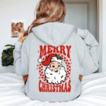 Vintage Santa Hoodie, Merry Christmas Holiday Party Hoodies - Image 5