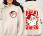 Vintage Santa Hoodie, Merry Christmas Holiday Party Hoodies - Image 8