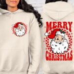Vintage Santa Hoodie, Merry Christmas Holiday Party Hoodies