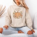 Pumpkin Season Hoodie – Floral Pumpkin Sweatshirt, Fall & Thanksgiving Pullover - Image 4