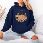 Pumpkin Season Hoodie – Floral Pumpkin Sweatshirt, Fall & Thanksgiving Pullover - Image 6