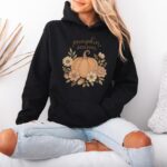 Pumpkin Season Hoodie – Floral Pumpkin Sweatshirt, Fall & Thanksgiving Pullover - Image 7
