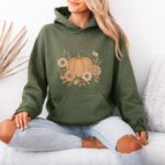 Pumpkin Season Hoodie – Floral Pumpkin Sweatshirt, Fall & Thanksgiving Pullover - Image 5