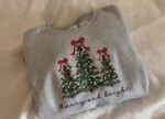 Merry and Bright Embroidered sweatshirt, christmas tree sweater, Pine-tree sweatshirt