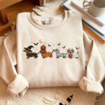 Dachshund Halloween Embroidered Sweatshirt, Cute Dog Costume Crewneck, Spooky Season Fall Dog Sweatshirt - Image 2