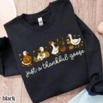 Thanksgiving Goose Sweatshirt Thankful Fall Cozy Sweater Funny Cute Pumpkin - Image 3