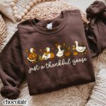 Thanksgiving Goose Sweatshirt Thankful Fall Cozy Sweater Funny Cute Pumpkin - Image 4