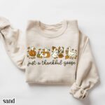 Thanksgiving Goose Sweatshirt Thankful Fall Cozy Sweater Funny Cute Pumpkin - Image 2