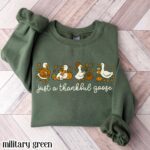 Thanksgiving Goose Sweatshirt Thankful Fall Cozy Sweater Funny Cute Pumpkin - Image 5