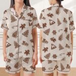 Gingerbread Pajamas, Satin Pajama Set, Christmas Pjs, Cozy Holiday Sleepwear, Christmas Pajamas - Image 3
