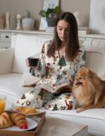 Cowboy Christmas Pajama Set Women's Funny Reindeer Satin PJs - Image 2