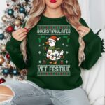 Overstimulated Yet Festive Christmas Sweatshirt, Christmas Funny Goose Ugly Sweater - Image 4