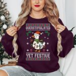 Overstimulated Yet Festive Christmas Sweatshirt, Christmas Funny Goose Ugly Sweater - Image 2