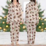 Gingerbread Pajamas, Satin Pajama Set, Christmas Pjs, Cozy Holiday Sleepwear, Christmas Pajamas - Image 2