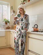 Cowboy Christmas Pajama Set Women's Funny Reindeer Satin PJs - Image 4