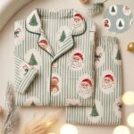 Christmas Pajama Set for Women Cute Santa Claus Tree Print Long Sleeve Button Sleepwear - Image 3