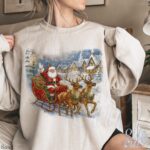 Retro Santa Sweatshirt, Vintage 90s Christmas Crewneck, Rustic Holiday Pullover