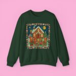 Vintage Christmas Sweatshirt  Gingerbread House Teddy Bears, Cozy Holiday Crewneck