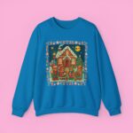 Vintage Christmas Sweatshirt  Gingerbread House Teddy Bears, Cozy Holiday Crewneck - Image 3