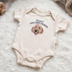 New Best Friend Embroidered Custom Pet Portrait Baby Bodysuit, Protected By Dog Bodysuit, Pet Sibling Outfit - Image 3