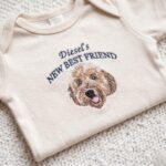 New Best Friend Embroidered Custom Pet Portrait Baby Bodysuit, Protected By Dog Bodysuit, Pet Sibling Outfit - Image 4