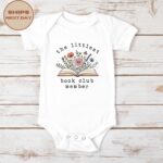 The Littlest Book Club Member Baby Onesie, Floral Book Toddler T-Shirt, Book Lover Mom Gift - Image 4