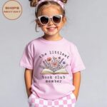 The Littlest Book Club Member Baby Onesie, Floral Book Toddler T-Shirt, Book Lover Mom Gift - Image 2
