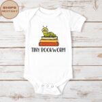 Tiny Bookworm Baby Onesie, Funny Bug Bodysuit, Baby Shower Gift