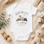 Adventure Is Calling Infant Bodysuit - Cute Camping Baby Clothes, Boho Mountain New Baby Gift