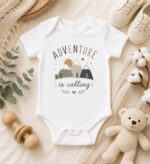 Adventure Is Calling Infant Bodysuit - Cute Camping Baby Clothes, Boho Mountain New Baby Gift