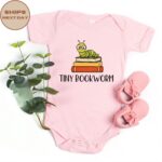 Tiny Bookworm Baby Onesie, Funny Bug Bodysuit, Baby Shower Gift - Image 5