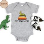 Tiny Bookworm Baby Onesie, Funny Bug Bodysuit, Baby Shower Gift - Image 2