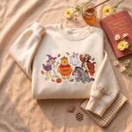Embroidered Halloween Winnie The Pooh and Friends Sweatshirt, Cute Storybook Bear Pumpkin Sweatshirt - Image 2